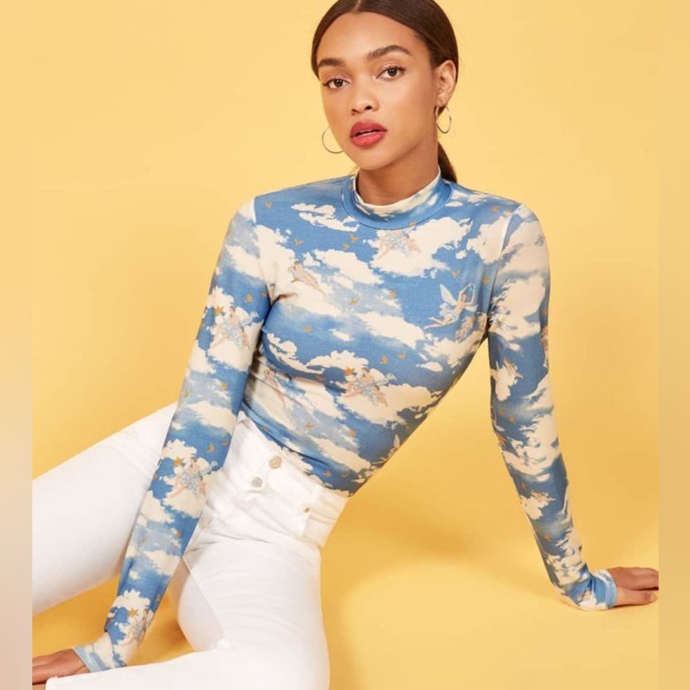 Reformation Mock Neck Long Sleeve Top